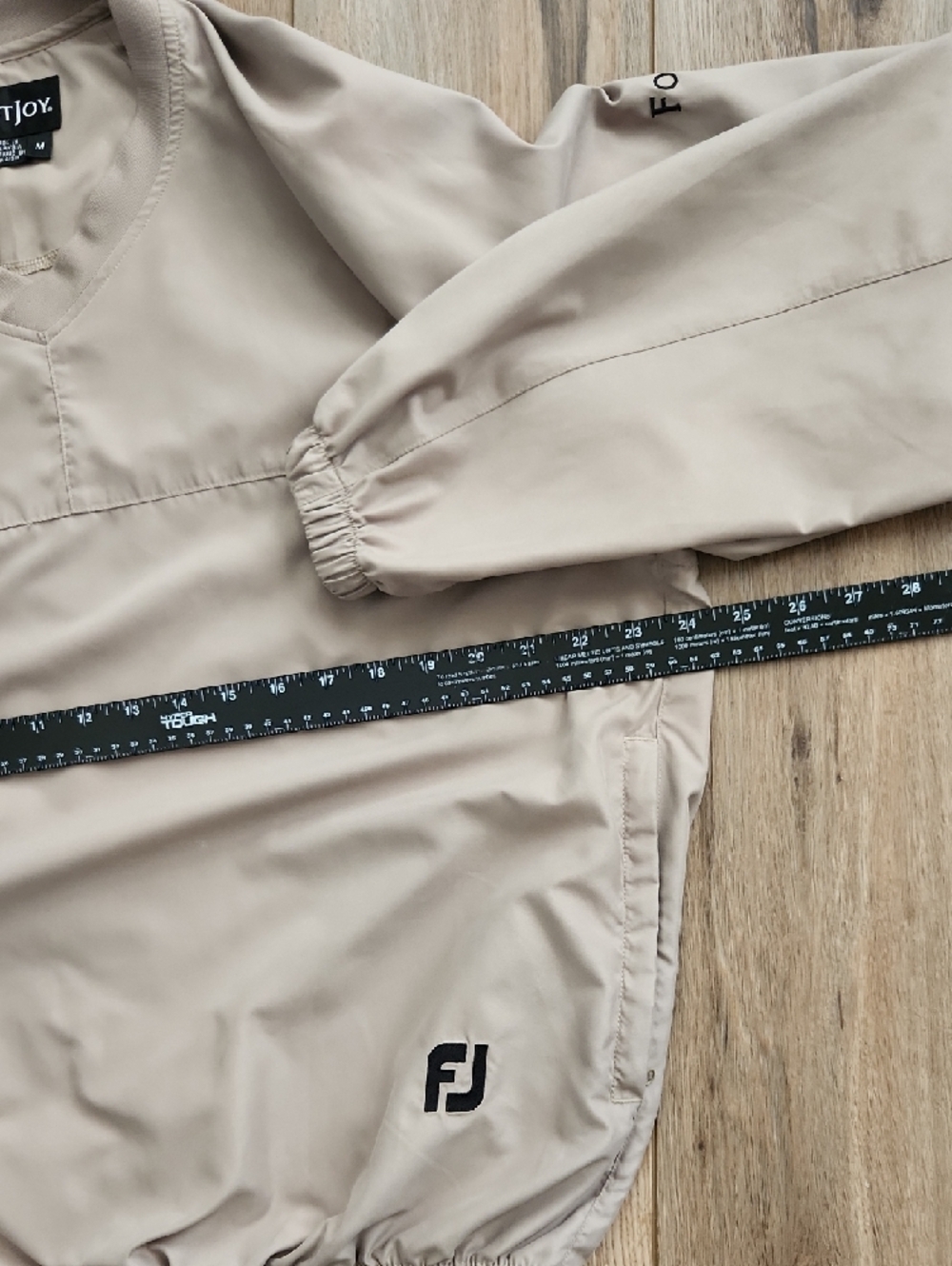 FootJoy V-Neck Pullover Golf Long Sleeve Windshirt Jacket Khaki Men's Size M/L - Picture 4 of 7